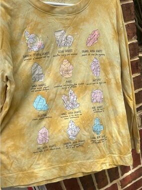 Juniors Crystal Graphic Long-Sleeve Tee - tie dye Yellow